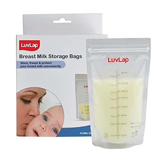 Image of Luvlap Baby Breast Milk Storage Bags (Pack of 50), Bpa Free Disposable Milk Freezer Bags for Breast Feeding, Transparent & Ultra Thin Honeycomb Nursing Breast Pads, 48Pcs, Disposable