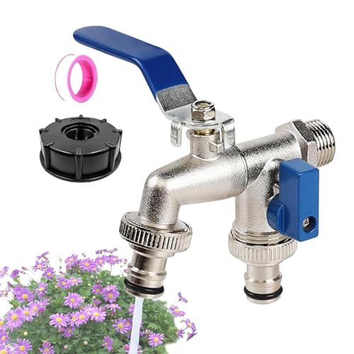 Grifo de agua de doble salida, perilla antideslizante, control preciso, divisor de manguera de 2 vías para jardinería, riego de flores, limpieza de suelos, aseo de mascotas, profesionales