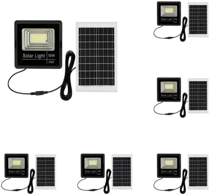 6 Pack - 50W Solar LED Flood Light with Remote Control, IP67 Waterproof Outdoor Security Light, Dusk to Dawn, 6500K Super Bright, Adjustable Solar Panel for Garden, Garage & Driveway