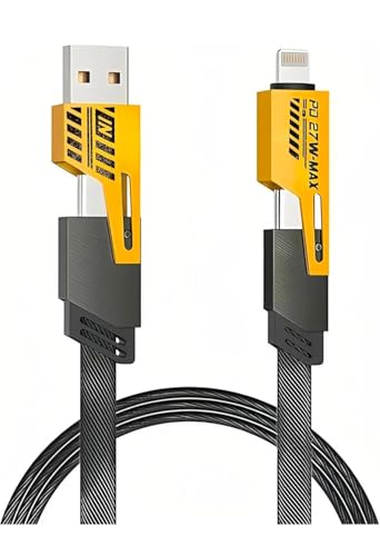 Image of 4 in 1 fast Charging Cable, USB-A to Type-C, Compatible with and All Phones & Laptops, 27W Max PD