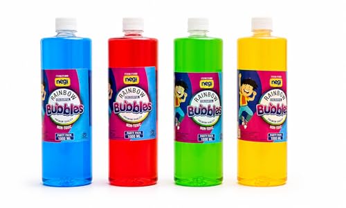 Image of Negi Bubble Refill Solution 1 LTR for Bubble Machine, Bubble Gun Blower, Giant Bubble Wand Multicolor,for Kids (Pack of 2)