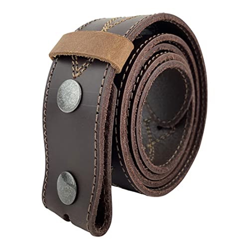 Rustic No Buckle Belt with Cowboy Stitching Handmade from Full Grain Leather - Snap On Belt2
