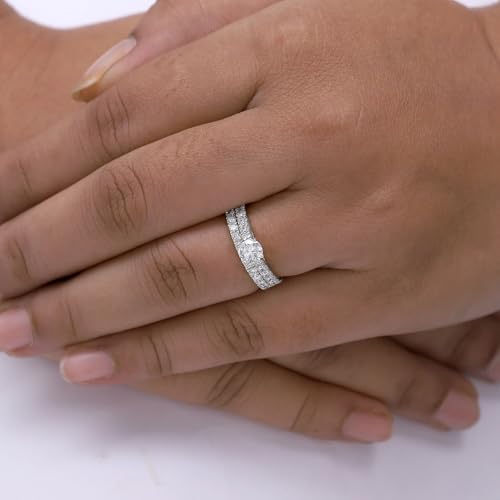 Bridal Ring Set for Women Center 0.60 Ct Round Lab Grown Diamond Engagement Ring with Matching Wedding Band, 2.00 Ctw, 14K Gold Plated 925 Sterling Silver Jewelry Gift for Her3