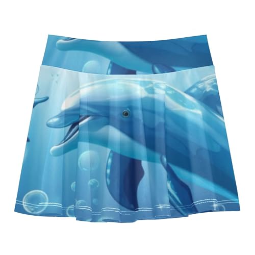 Girls Skorts Athletic Shorts Toddler Tennis Skirts Clothes Cheer Skirt Playful Dolphins Underwater Blue 3t