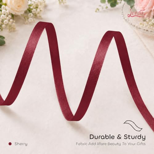 Image of Double Face Sherry Satin Ribbon 1 /4 inch X 50 Yards Polyester Sherry Ribbon for Gift Wrapping Very Suitable for Weddings Party Hair Bow Invitation Decorations and More