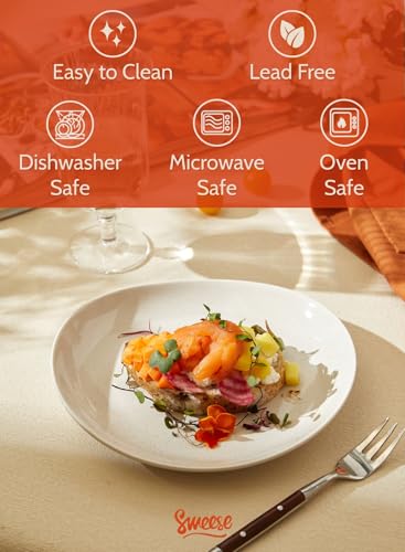 Image of Sweese 7.8 inch Porcelain Dessert Plates Set, Grey, Set of 6 - Scratch Resistant, Dishwasher Microwave Safe