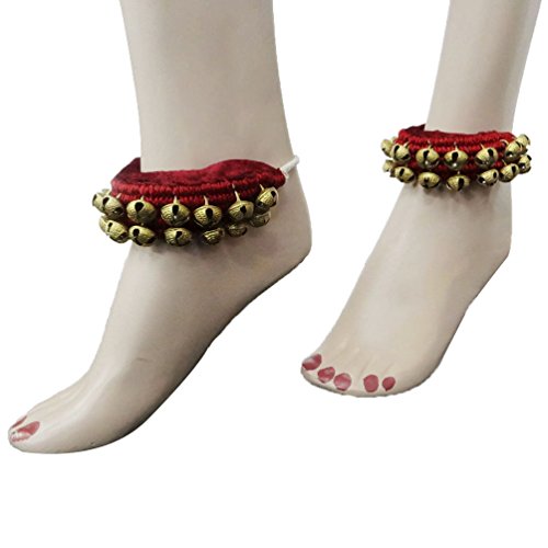 Scexports New Red Classical Dancing Indian Ethnic Ghungroo Anklet Women Jewellery 2 Mrs,6.19 #TOP3