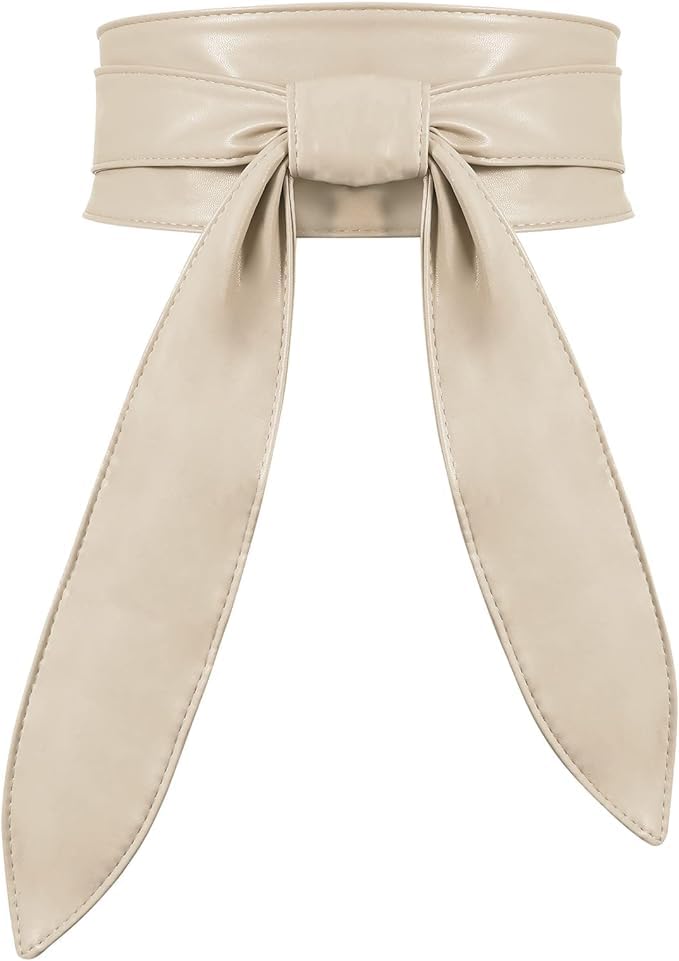 Chalkfactory Women Obi Belt Topgrain lambskin Leather Fashion Wrap Around Wide Waistband Knotted Belt for Dress