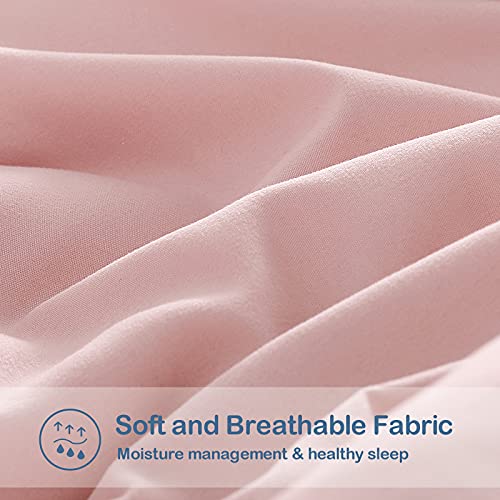 EASELAND Oversized King Down Alternative Comforter - Quilted Duvet Insert for All Seasons, Soft Lightweight with Corner Tabs, Summer Winter Warm Bedding, Pink 98x116 Inches