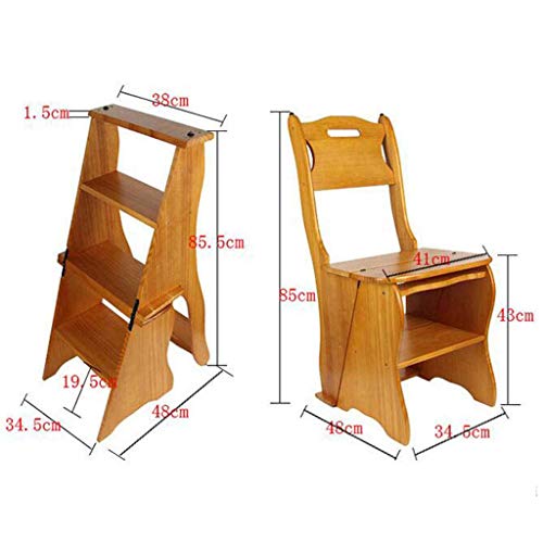 Chaise d'escalier avec 4 marches transformable en escabeau bois pliable - 3