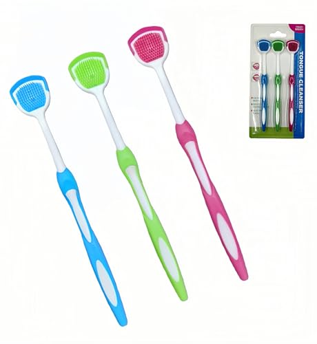 Set of 3 Tongue Brush Tongue Scraper Tongue Cleaner Helps Fight Bad Breath