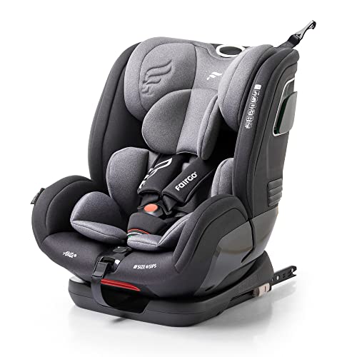 BABYAUTO – Silla de coche I-size FAIRGO - ABITA GR. 1/2/3 ISOFIX desde 76cm a 150 cm – Edad: desde 9 meses a 12 años – Armazón absorve impactos - Topteather - Evolutiva (GRIS)