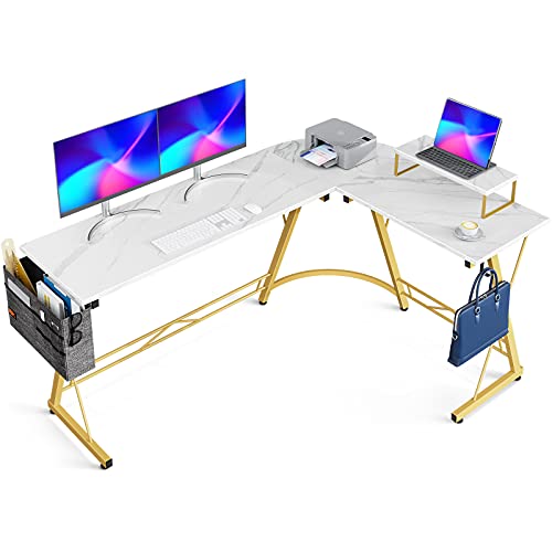 Casaottima L Shaped Desk Gaming Desk Home Office Desk Computer Desk With Round Corner, Large Monitor Stand #TOP13