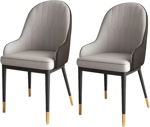 Image of Set of 4 Luxury Dinning Chair with One Piece Strong Metal Frame Accent Chair for Home Office Cafe Restaurant Hotel (4, Black-Light Grey)