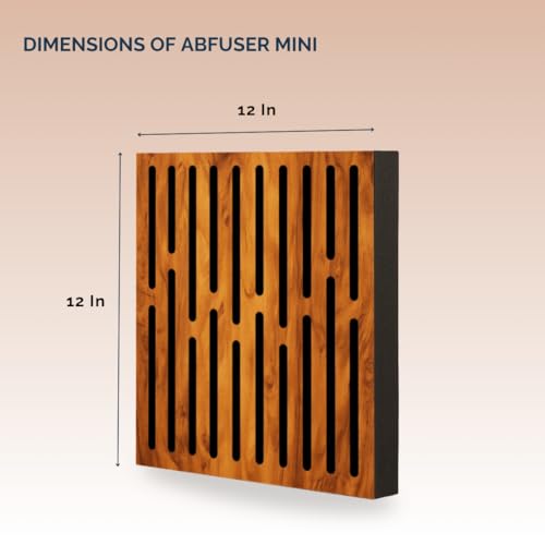 Image of Timber Acoustics Abfuser Mini Acoustic Panel | Diffusion & Absorption | Reduces Echo | For Studios, Home Theatres & Living Spaces | 1ft x 1ft x 2in (Slotted Linear, Set of 4)