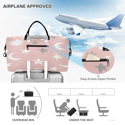 Large Foldable Travel Duffel Bag, Waterproof Gym Bag for Men & Women, Carry-On Luggage Weekender Overnight Bag, Starts and Moon4