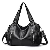 Mabecol Bolso Mujer PU Bandolera Hombro Tote Shopper Grande Mano Negro