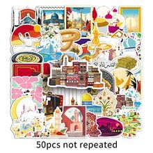 50PCS Middle East Stickers for Bumper,Bike,Laptop,Suitcase,Water Bottle,Notebook,Guitar,Trendy Middle East Buildings Travel Vinyl Sticker,Adults Sticker,Famous Places of Interest Graffiti Decal - Image 2