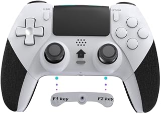 Yetree Wireless Controller for PS4, Gamepad Joystick Controller Compatible with PS4/Pro/Slim with Turbo/Programmable Buttons/6-Axis Gyro Sensor/Dual Vibration-White