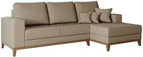 Sofá 4 Lugares Belgrado com Chaise Direito Linho Bege 250 cm