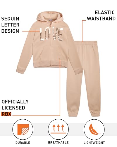RBX Girls Sweatsuit - 2 Piece Soft Fleece Breathable Zip Up Hoodie and Jogger Pants - Athletic Girls Athletic Sets (7-12)2