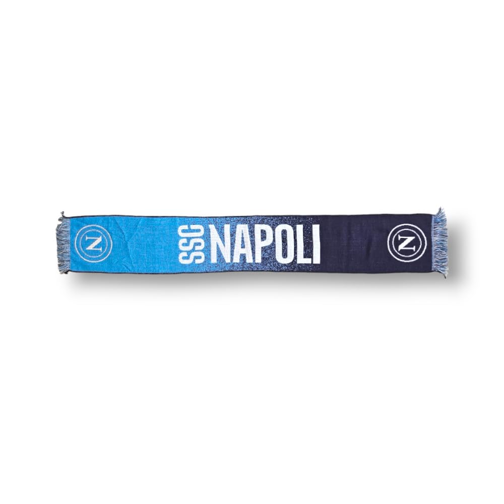 3R Sport SSC Napoli Jacquard Scarf Official Product 100% Acrylic, Light Blue, White, Blue