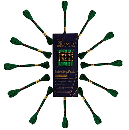 Image of 12 Pieces Emerald Green 923 Premium Embroidery Thread | 100% Egyptian Cotton Premium Skeins | Cross Stitch Embroidery Floss | Oeko TEX Certified Stranded Cotton (Emerald Green)