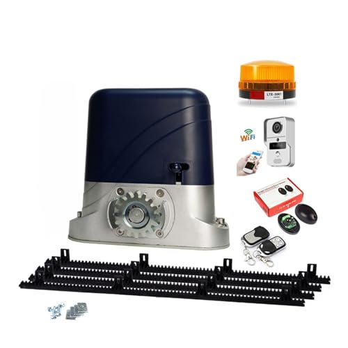 Abridor de puerta corredera, abridor de puerta corredera con estantes de nailon de 2 metros, motor de motor de puerta deslizante automática (1400 libras), kit para entrada de valla corta para puerta