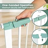 COSTWAY Safety Gate, 80-132cm Pressure Fit Baby Gates with Auto-Close Door, Dual Locks, One-Hand Opening Metal Stair Gate for Dog Baby, White - Image 3