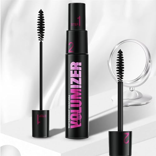 Image of 2 In 1 Dual-Brush Black Mascara Waterproof, Long Lasting, Smudge Proof, Thickening, Lengthening, Curling Natural Lashes, Fiber Lash Mascara (Black)