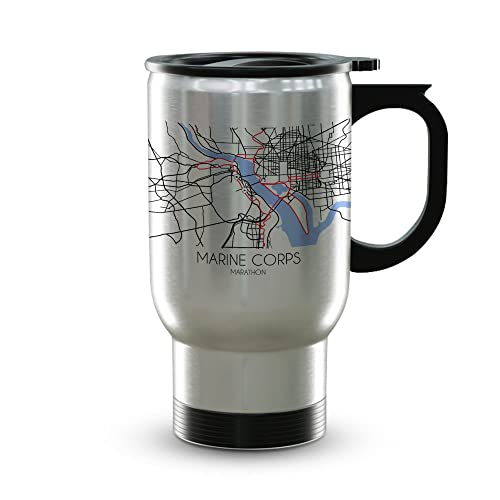 Trail Stainless Steel Tumbler 14oz Travel Mug W/handle & Lid, Gifts For Dads Marathon Trail Souvenir, Best Gift For Dad Tall Coffee Mugs W/handle Large Cup For Men