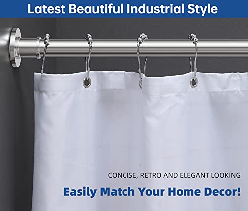 Image of BRIOFOX Industrial Shower Curtain Rod - Never Rust Non-Slip 43-72 Inch 304 Stainless Steel, Chrome