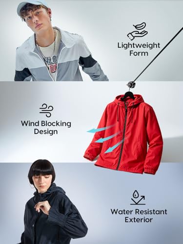 Image of Bewakoof Men's Polyester Regular Fit Windcheater Jacket | Bewakoof Air 1.0 | Jacket for Men Winter Wear