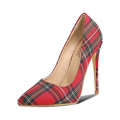 wetkiss Damen Sexy Spitzer Zehenbereich Pumps Faux Wildleder Stiletto High Heels Slip On Party Kleid Abschlussball Schuhe Größe 38-48 US Cover