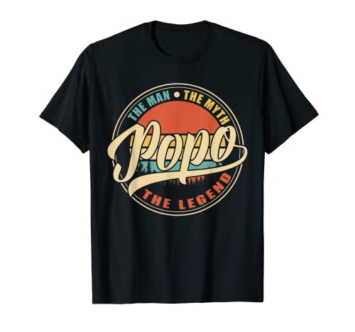 Hombre Popo The Man The Myth The Legend Vintage Retro Padre Día Camiseta