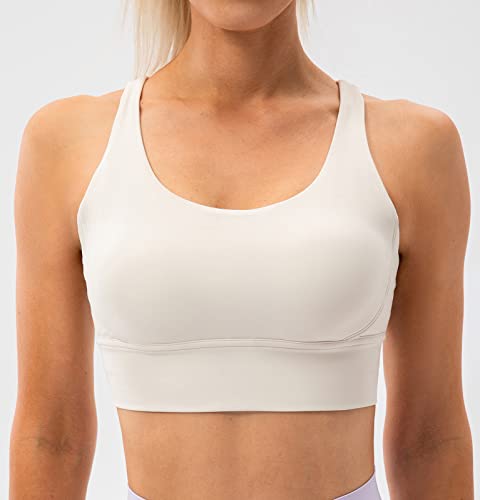 Ukaste Women's Studio Essential Crisscross Strappy Sports Bra Medium Support Workout Bras For Women (Cream, 4) #TOP1