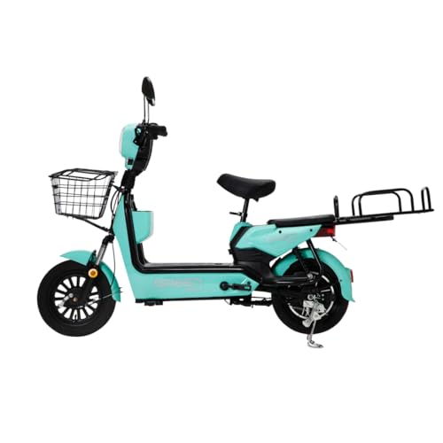 Image of Green Udaan Electric Scooter for adult's commuter with portable rechargeable battery, No RTO Registration or DL required, 30kms Range & 25kmph Power by 250W Motor, E-Bike (GREEN WITH CARRIER)