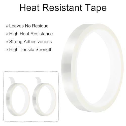 Image of uxcell Clear Heat Tape, 2 Rolls 18mmx33m 108ft High Temperature Heat Resistant Tape for Sublimation,Heat Vinyl Press,Heat Transfer, Circuit Board, No Residue