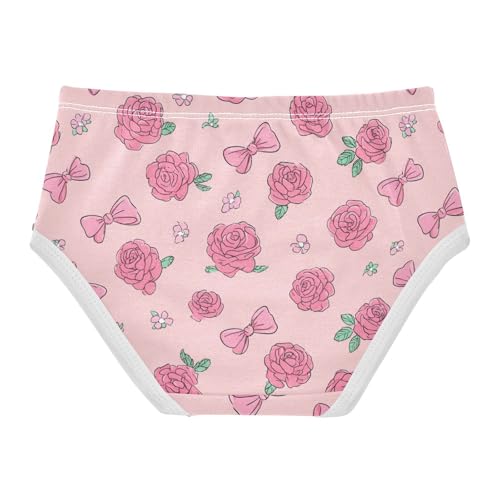 Wusikd Pink Roses Bows Cute Girls' Underwear Cotton Girls Briefs Soft Toddler Underwear 2T2