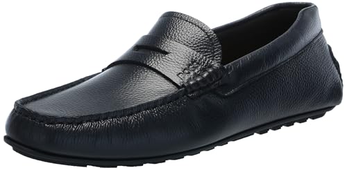 Image of BOSS Men's Noel Grainy Leather Moccasins