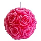 Wohnsinn Rosenkugel-Kerze mit Rosenrelief Dekokerze in Dunkelrosa handgemacht in schwarzer Geschenkbox, 10x10x9cm, S