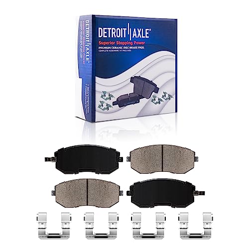 Image of Detroit Axle - Brake Kit for Subaru Forester Impreza Saab 9-2X Drilled & Slotted Disc Brake Rotors Ceramic Brakes Pads Replacement: 11.54 inch inch Front Rotor and 10.47 inch inch Rear Rotor