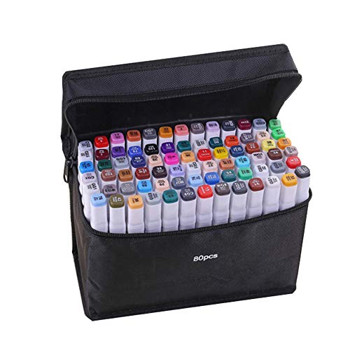 80-Color Alcohol Marker,Brush Markers Dual Tips Permanent Art Markers for Kids, Highlighter Pen Sketch Markers for Drawing Sketching Adult Coloring, Alcohol-Based Markers, Great Christmas Gift Idea