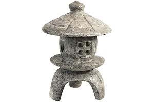 Solid Rock Stoneworks Round Pagoda Statue | PreAged Outdoor Cement Garden Statues