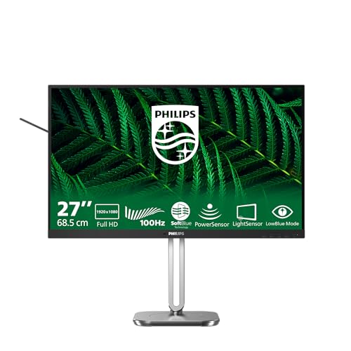 Image of Philips 27B2G5200-27 inch Full HD Monitor, Height Adjustable, Speakers, Adaptive Sync (1920x1080, 75 Hz, 1x D-Sub, 1x HDMI 1.4, 1x DisplayPort 1.2, USB Hub) Dark /Gray