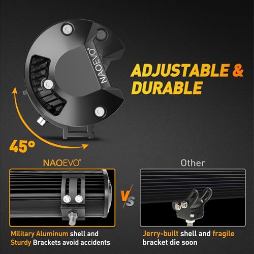 Naoevo 124INCH WITH WIRING 12Inch Led Light Bar And 2Pcs 4Inch Led Pod Lights, 420W 42000Lm Led Fog/Driving/Off Road Lights Bar, Spot Flood Combo Led Light Bar With Wiring Harness Kit-3 Lead For Truck Atv Boat thumb #4