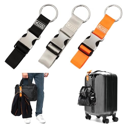 Image of 3 Pcs Add a Bag Luggage Straps Jacket Gripper Adjustable Luggage Hook Luggage Strap for Carry On Bag Luggage Accessories for Suitcases Bag (Black Grey and Orange)