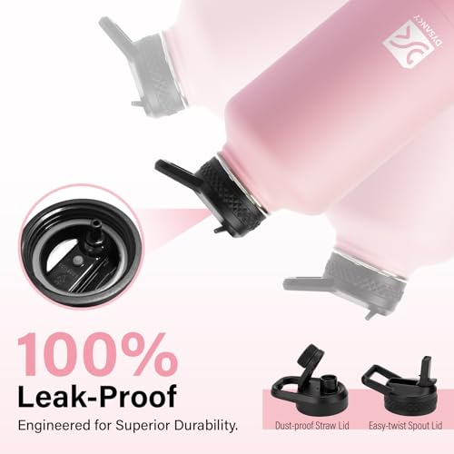 Image of DYSANKY Insulated Water Bottle 64oz with Carrier Bag and Paracord Handle Black and Pink