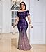 dasmzper Women Sexy Sequin Off Shoulder Ruffle Short Sleeve Bodycon Mermaid Party Formal Evening Maxi Dress