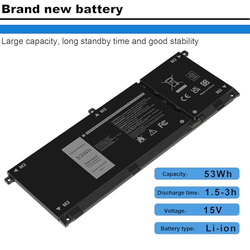 Image of 53Wh H5CKD Battery for Dell Vostro 5300 5301 5401 5501 5402 Latitude 3410 3510 Inspiron 5300 5401 5408 5409 5501 5508 5400 5406 5509 7405 7300 7500 2-in-1 Silver Edition 7T8CD TXD03 0H5CKD JK6Y6
